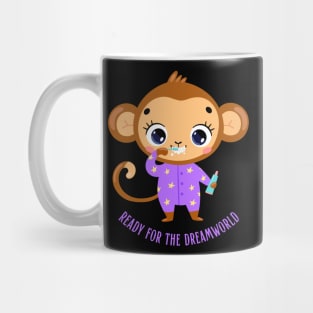 Ready for the dream world Hello little monkey in pajamas washing teeth cute baby outfit Mug